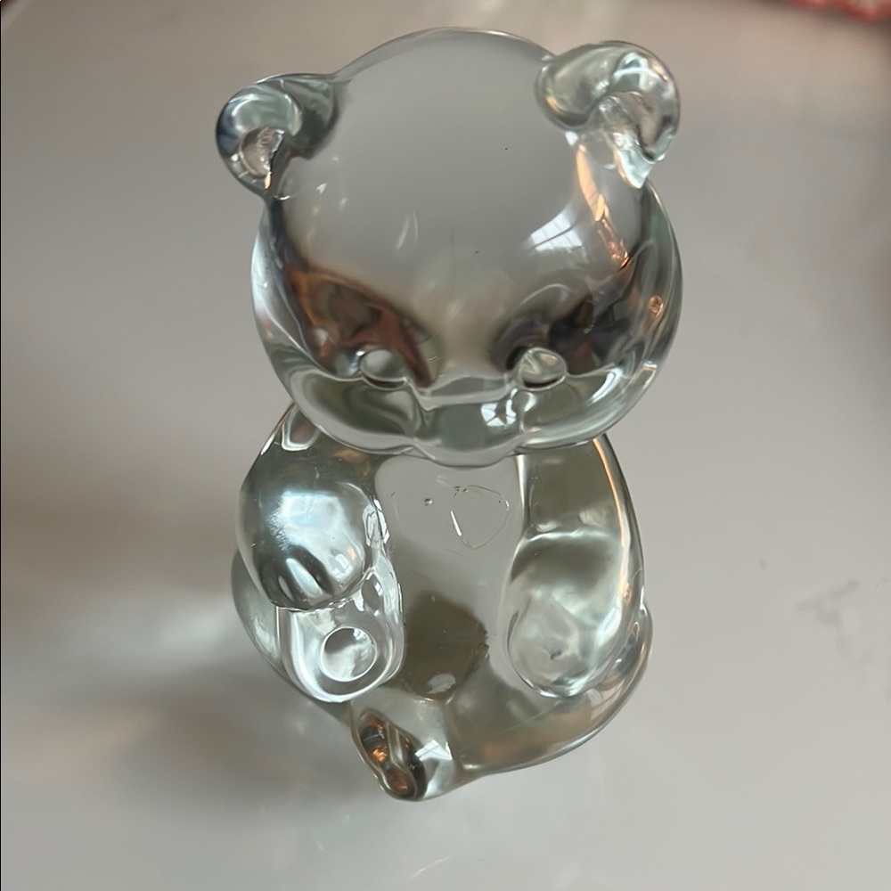 Fenton Crystal Clear Glass Birthday Bear Figurine